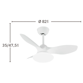 Ventilador Paramo Blanco Haya Fabrilamp - Motor DC Ø82cm