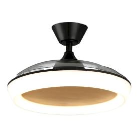 Ventilador retractil Zioneled Magno negro madera luz LED 50-107 cm