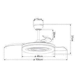 Ventilador retractil ALEMAR Bribon Blanco Luz LED Ø48-106 cm