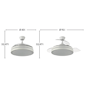 Ventilador ESPARTA MINI Plata Fabrilamp - Motor DC Ø40-91cm