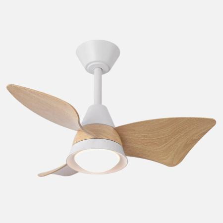 Ventilador Jaguar Blanco Haya Fabrilamp - Motor DC. 96cm Ø. Luz LED