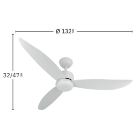 Ventilador Genil Blanco Haya Fabrilamp - Motor DC Ø132cm