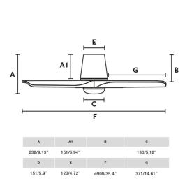 Ventilador HEY TUB S FARO Blanco - Luz LED 90cm.Ø