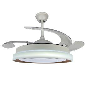 Ventilador Linares Blanco Oro SUNACA - Motor DC. luz LED. 112cm Ø.