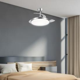 Ventilador retractil ALEMAR Malta Mini Niquel Luz LED Ø40-91 cm