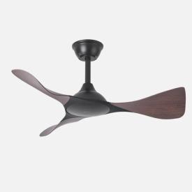 Ventilador Caiman Negro Roble Fabrilamp - Motor DC. 89cm Ø. Luz LED