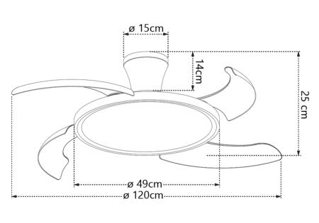 medidas de ventilador Qatar ALEMAR Ref 16015