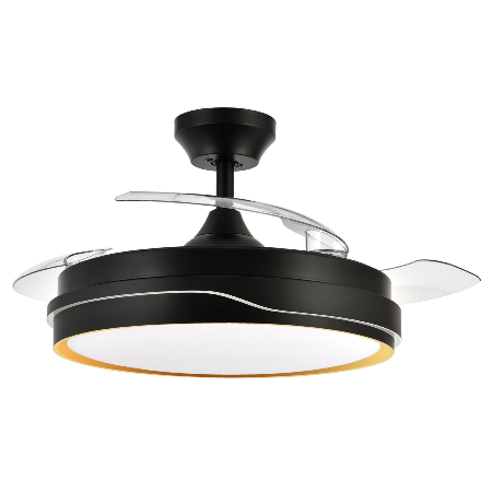 Ventilador Tempano Fabrilamp Negro Oro - Motor DC Ø107cm