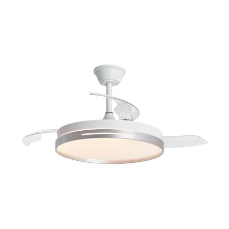 Ventilador retractil ALEMAR Togo Mini Blanco Plata Luz LED Ø40-91 cm