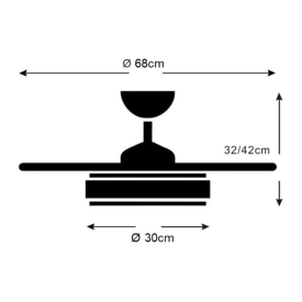 Ventilador Retractil Melody-XS Blanco madera P&B - Motor DC. 30-68cmØ.