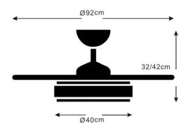 Ventilador retractil Althea-S Blanco Musical RGB P&B - Motor DC. 40-92cmØ. Luz Led RGB