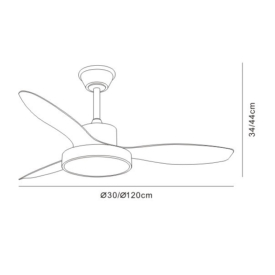 Ventilador Celeste XL Cuero satinado - Motor DC. Luz LED. 120cmØ.