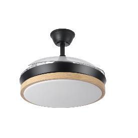 Ventilador EVROS Negro-Madera Fabrilamp - Motor DC Ø50-107cm