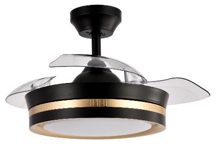 Ventilador Viper Mini Fabrilamp Negro Oro - Motor DC Ø91cm