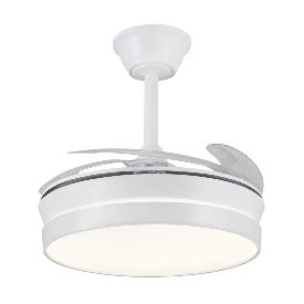 Ventilador Retractil FIONA-S Blanco P&B - Motor DC. luz LED. 40-92cmØ.