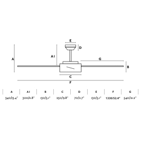 Ventilador HYDRA Blanco FARO - Motor DC. luz LED 133cm. Ø