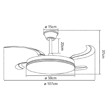 Ventilador ECOS Blanco - Motor DC. luz LED. Ø50-107CM.