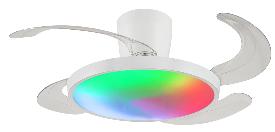 Ventilador Retractil Melody-S Blanco RGB con base P&B - Motor DC. 41-92cmØ.