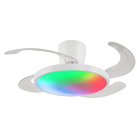 Ventilador Retractil Melody-S Blanco RGB con base P&B - Motor DC. 41-92cmØ.
