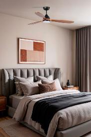 Ventilador POROS FARO Negro nogal - Luz LED Ø132cm