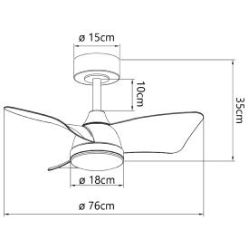 Ventilador de techo ALEMAR Tauro Blanco/Madera clara Luz LED Ø76 cm