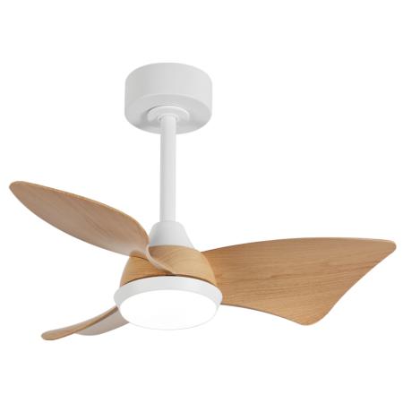 Ventilador de techo ALEMAR Tauro Blanco/Madera clara Luz LED Ø76 cm
