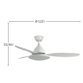 Ventilador Yael Blanco Fabrilamp - Motor DC, luz LED Ø122cm