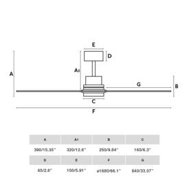 Ventilador Lantau G FARO con luz LED 168cm.Ø Nogal MOTOR DC