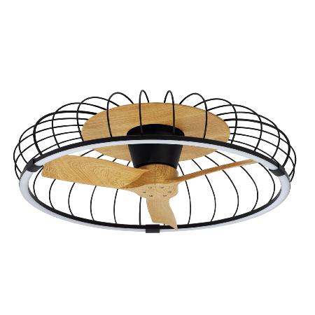 Ventilador NATURE Negro/Haya - Mantra. Luz LED Ø79cm