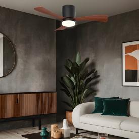 Ventilador de techo ALEMAR Kent Negro/Madera oscura Luz LED Ø107 cm
