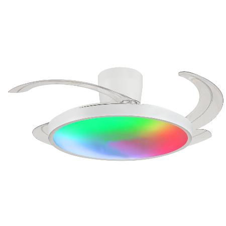 Ventilador Retractil Melody-L Blanco RGB con base P&B - Motor DC. 48-108cmØ.