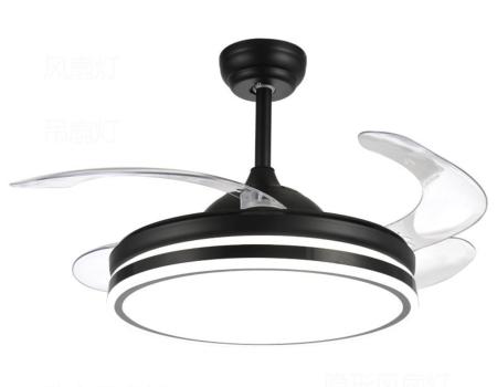 Ventilador Negro aspas retractiles - Sunaca, luz LED. 107cm Ø.