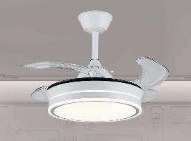 Ventilador Retractil Ambra-S Blanco P&B - Motor DC. luz LED. 40-92cmØ.