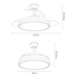 Ventilador Bayomo Cuero Fabrilamp - 3 aspas Motor DC Ø108cm