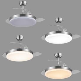 Ventilador retractil ALEMAR Malta Mini Niquel Luz LED Ø40-91 cm