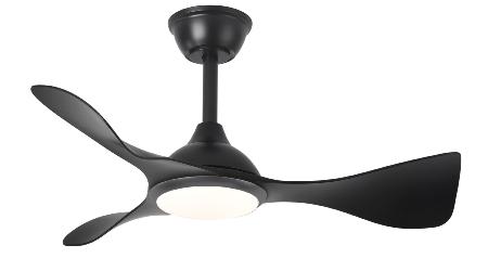 Ventilador Caiman Negro Fabrilamp - Motor DC. 89cm Ø. Luz LED