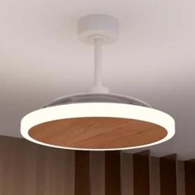 Ventilador retractil Zioneled Platon blanco madera luz LED 107 cm