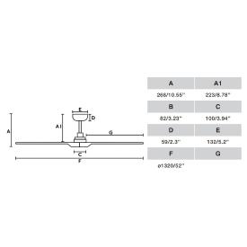 Ventilador HEYWOOD Negro FARO - Motor DC - sin luz Ø132cm.