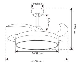 Ventilador Maui Oro Mate Andiluz - 4 aspas Motor DC Ø40-98cm