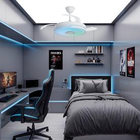 Ventilador Musical ALEMAR Auron Blanco Luz LED Ø50-107 cm