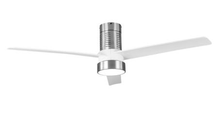 Ventilador Teo Niquel/Blanco Fabrilamp - Motor DC, luz LED Ø139cm