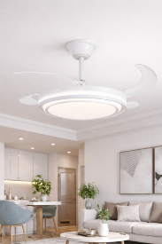 Ventilador KORFU Blanco - Motor DC. luz LED. Ø50-107CM.