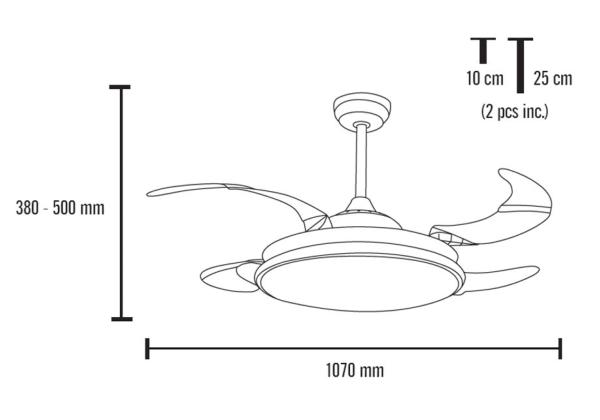 medidas ventilador zephyr mimax