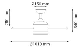 Ventilador Rainbow SULION - Motor DC. 101cm Ø. Luz LED