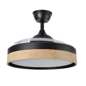 Ventilador Iglu Negro Madera Fabrilamp - Motor DC Ø107cm