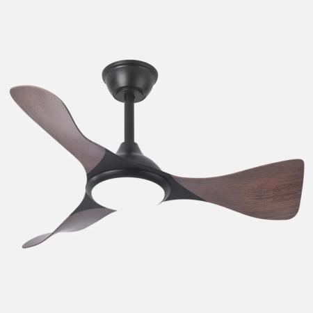 Ventilador Caiman Negro Roble Fabrilamp - Motor DC. 89cm Ø. Luz LED