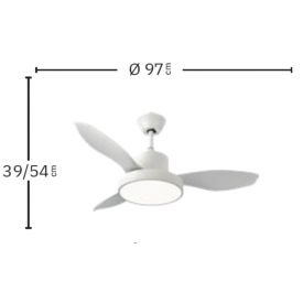 Ventilador Hayate Mini Cuero Fabrilamp - Motor DC, luz LED Ø97cm