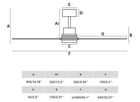 Ventilador LANTAU XL FARO niquel nogal con luz LED Ø168cm