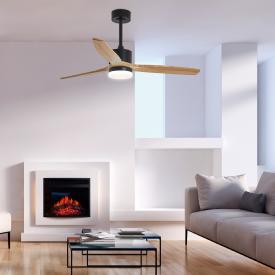 Ventilador de techo ALEMAR Madeira Negro/Madera clara Luz LED Ø132 cm