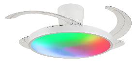 Ventilador Retractil Melody-L Blanco RGB con base PB - Motor DC. 48-108cmØ.